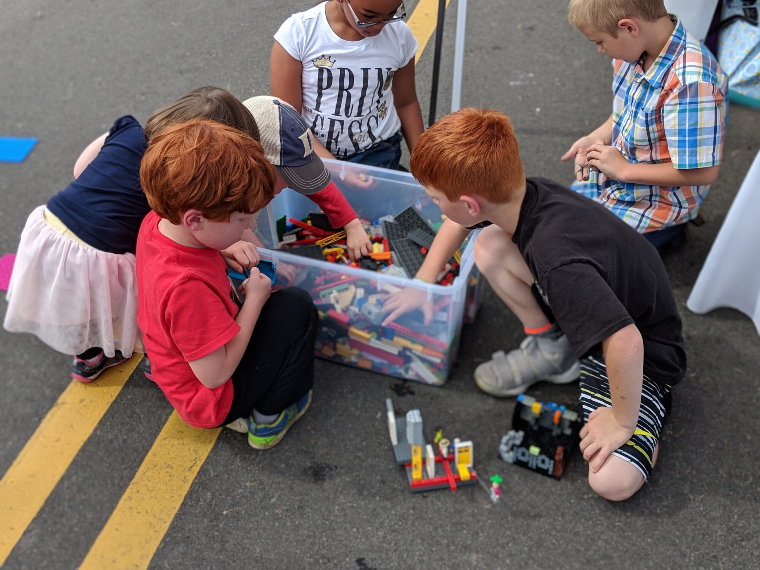 Kids building LEGOs